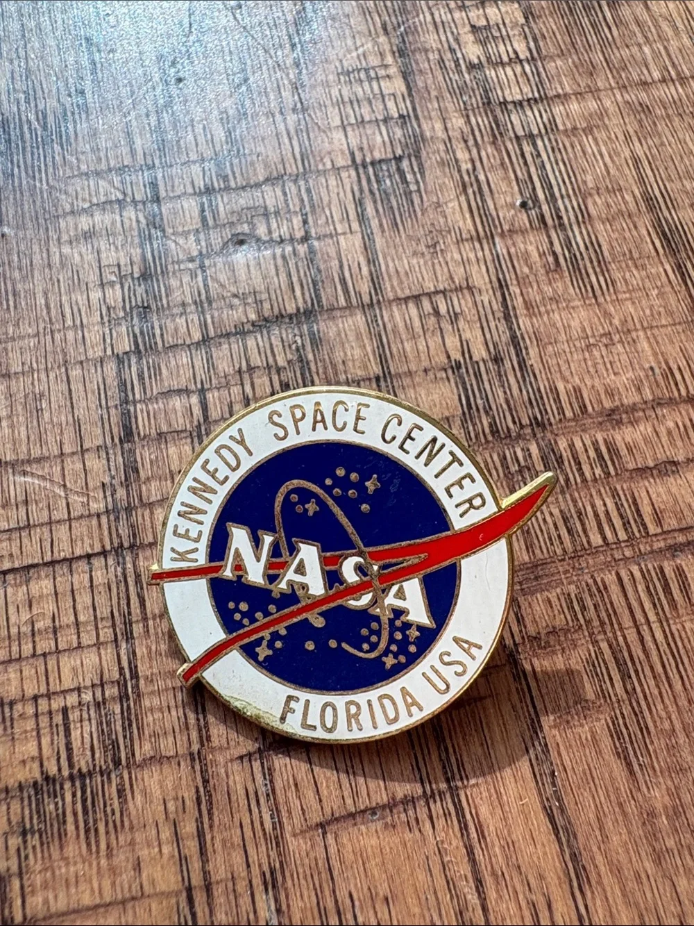 NASA Kennedy Space Center Blue & White Enamel Pin